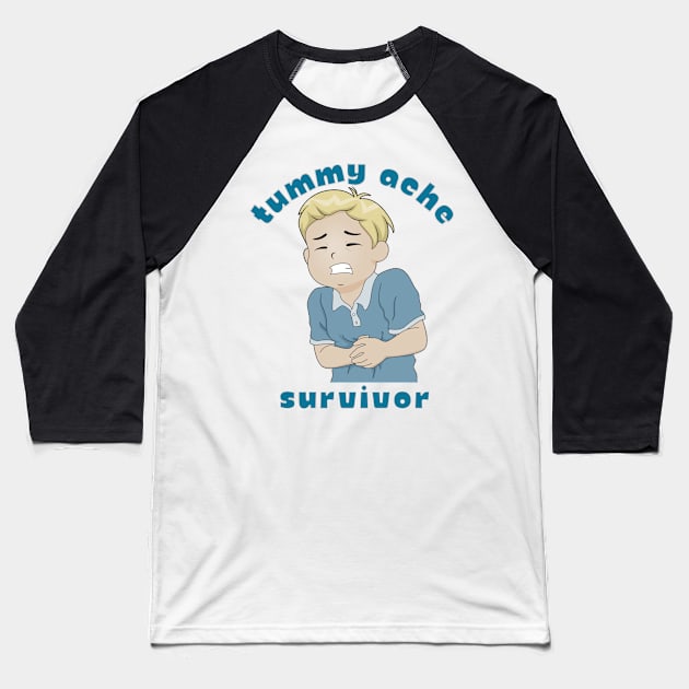 Tummy Ache Survivor 80s retro boy Baseball T-Shirt by WearablePSA